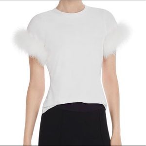 Cinq a Sept Zoie Feather Trimmed Tee Small